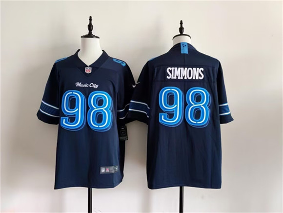 Men's Tennessee Titans #98 Jeffery Simmons Navy 2026 'Music City' Rivalries Collection Limited Football Stitched Jersey
