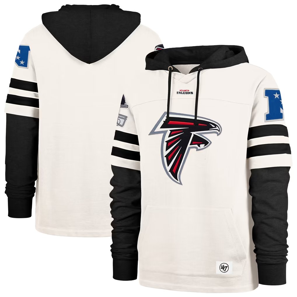 Men's Atlanta Falcons '47 Cream Split Zone Cornerback Duo Lacer Hoodie