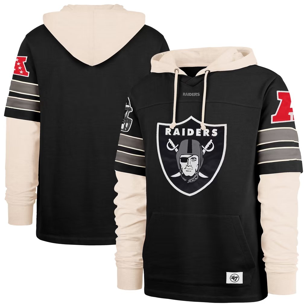 Men's Las Vegas Raiders '47 Black Split Zone Cornerback Duo Hoodie
