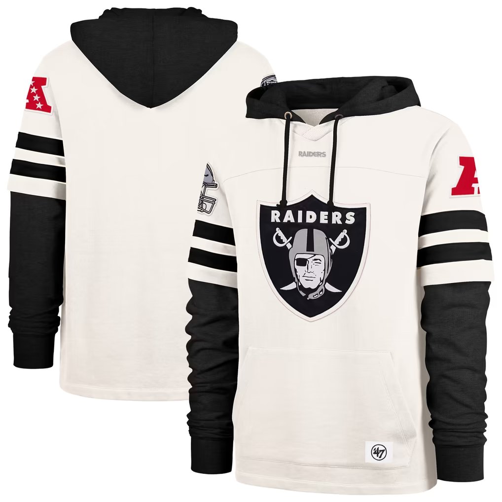 Men's Las Vegas Raiders '47 Cream Split Zone Cornerback Duo Lacer Hoodie
