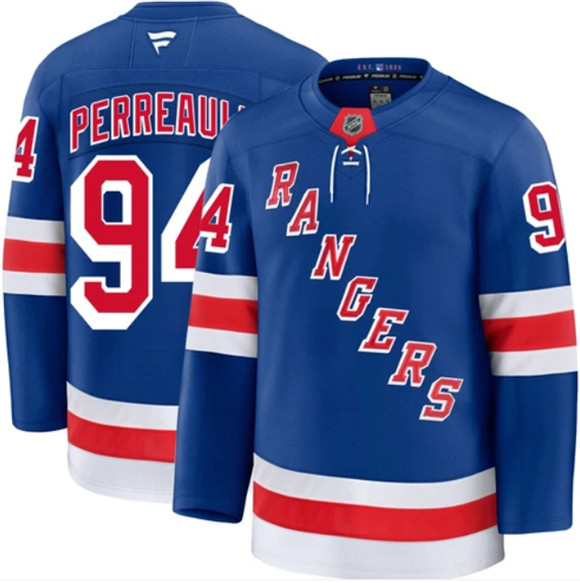 Men's New York Rangers #94 Gabe Perreault Royal Home Stitched Hockey Jersey
