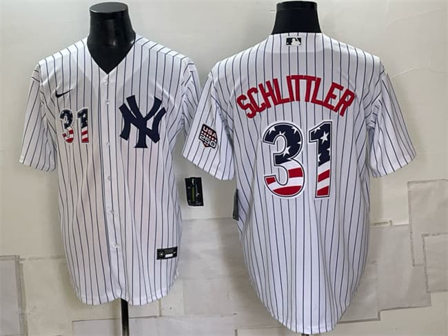 Men's New York Yankees #31 Cam Schlittler White 2026 All-Star Edition Stars & Stripes Stadium Pick-A-Player Stitched Baseball Jersey