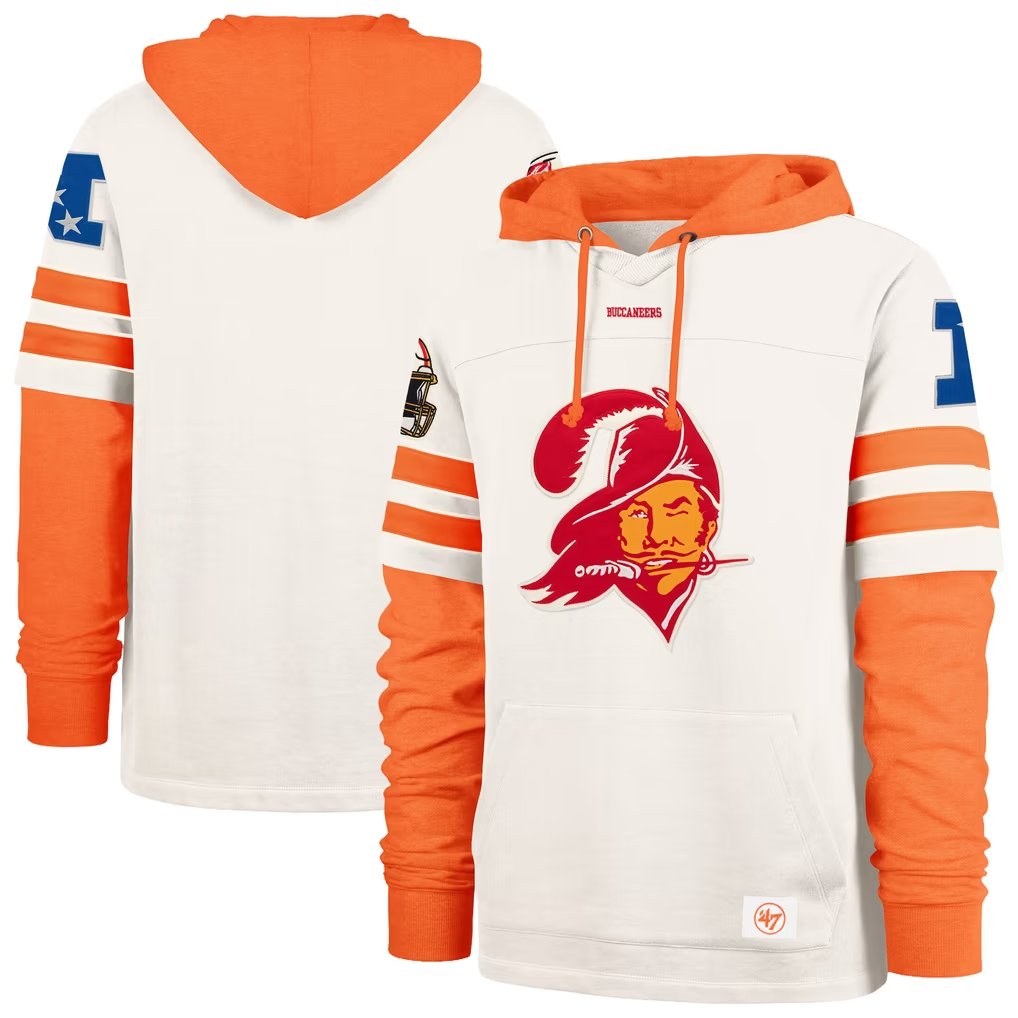 Men's Tampa Bay Buccaneers '47 Cream Split Zone Cornerback Duo Lacer Hoodie