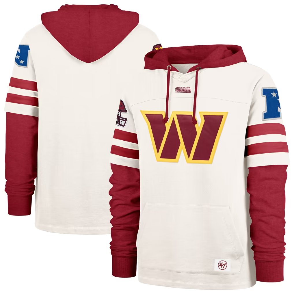Men's Washington Commanders '47 Cream Split Zone Cornerback Duo Lacer Hoodie