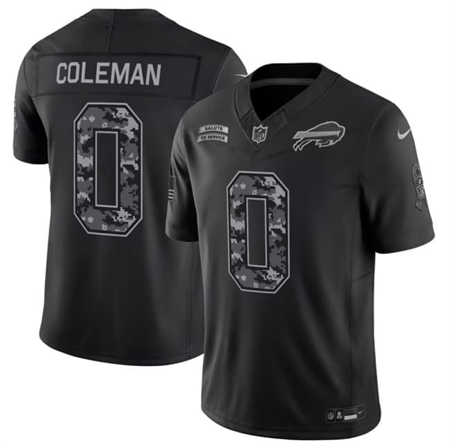 Men's Buffalo Bills #0 Keon Coleman Black 2026 F.U.S.E. Salute to Service Limited Stitched Football Jersey