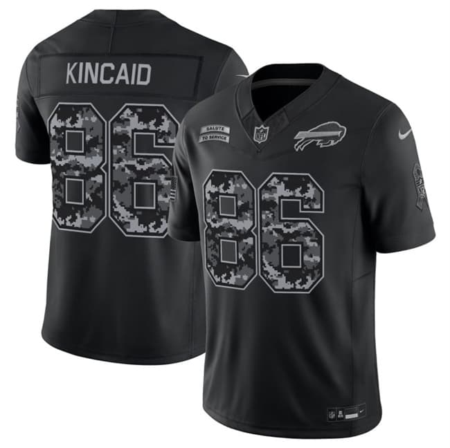 Men's Buffalo Bills #86 Dalton Kincaid Black 2026 F.U.S.E. Salute to Service Limited Stitched Football Jersey