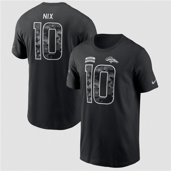 Men's Denver Broncos #10 Bo Nix Black 2026 Salute to Service Name & Number T-Shirt