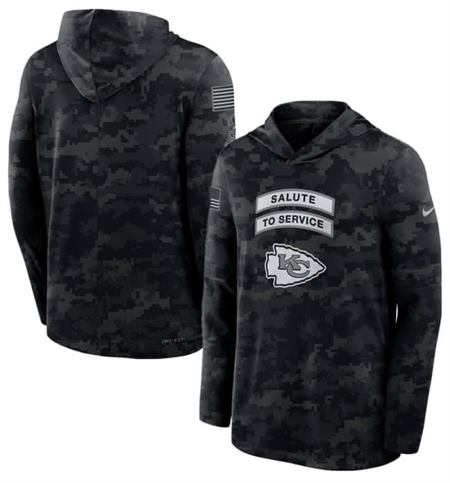 Men's Kansas City Chiefs Black 2026 Salute to Service Sideline Lightweight Dri-FIT Long Sleeve Hoodie