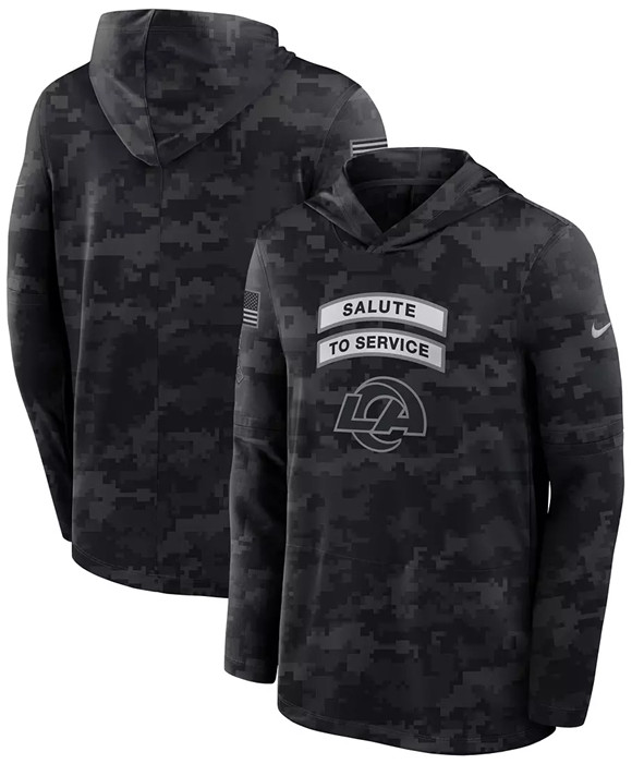 Men's Los Angeles Rams Black 2026 Salute to Service Sideline Lightweight Dri-FIT Long Sleeve Hoodie