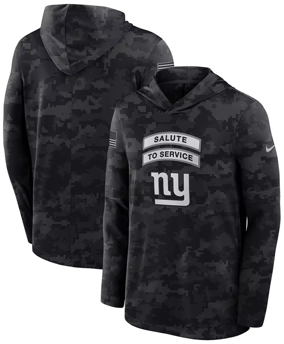 Men's New York Giants Black 2026 Salute to Service Sideline Lightweight Dri-FIT Long Sleeve Hoodie