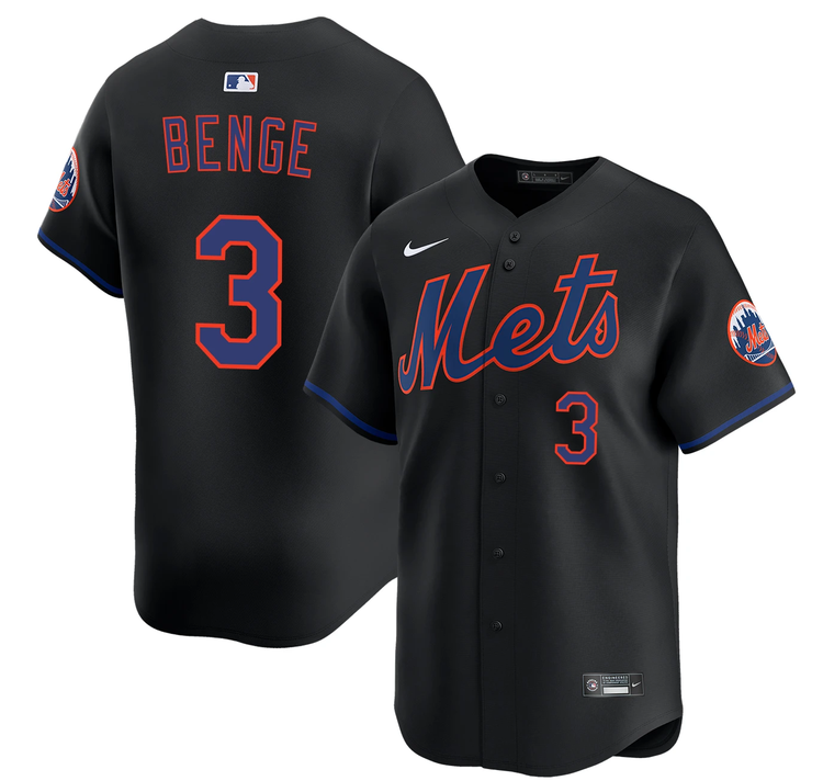 Men's New York Mets #3 Carson Benge 2026 Black Limited Stitched Baseball Jersey