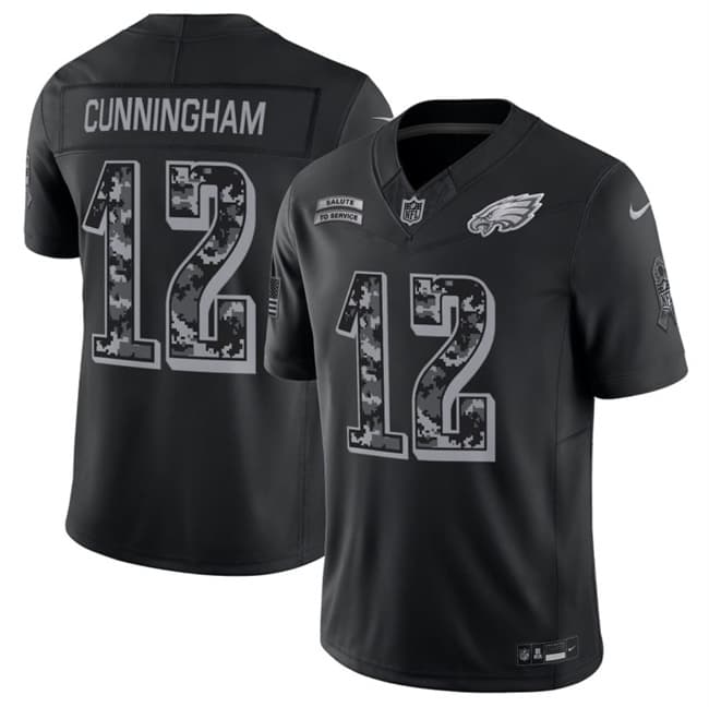 Men's Philadelphia Eagles #12 Randall Cunningham Black F.U.S.E. 2026 Salute to Service Limited Football Stitched Jersey