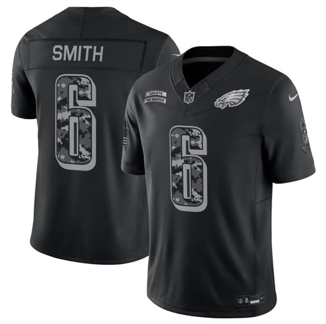 Men's Philadelphia Eagles #6 DeVonta Smith Black F.U.S.E. 2026 Salute to Service Limited Football Stitched Jersey