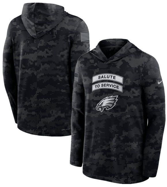 Men's Philadelphia Eagles Black 2026 Salute to Service Sideline Lightweight Dri-FIT Long Sleeve Hoodie