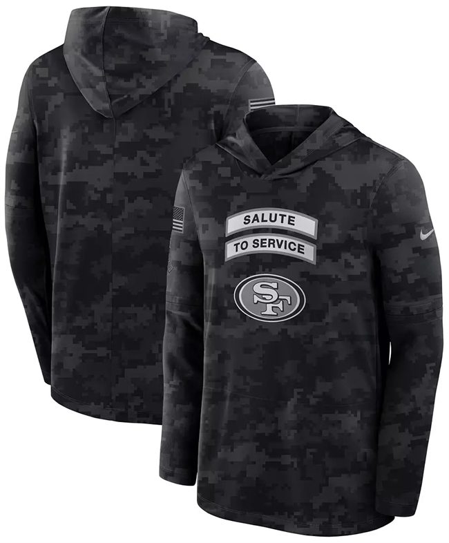 Men's San Francisco 49ers Black 2026 Salute to Service Sideline Lightweight Dri-FIT Long Sleeve Hoodie