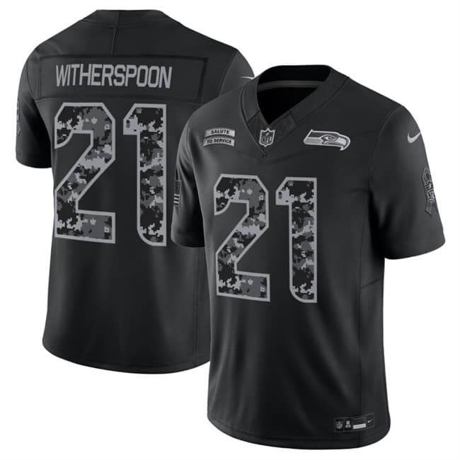Men's Seattle Seahawks #21 Devon Witherspoon Black 2026 F.U.S.E. Salute to Service Limited Football Stitched Jersey