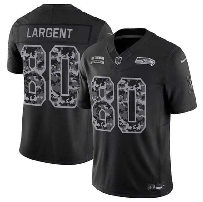 Men's Seattle Seahawks #80 Steve Largent Black 2026 F.U.S.E. Salute to Service Limited Football Stitched Jersey