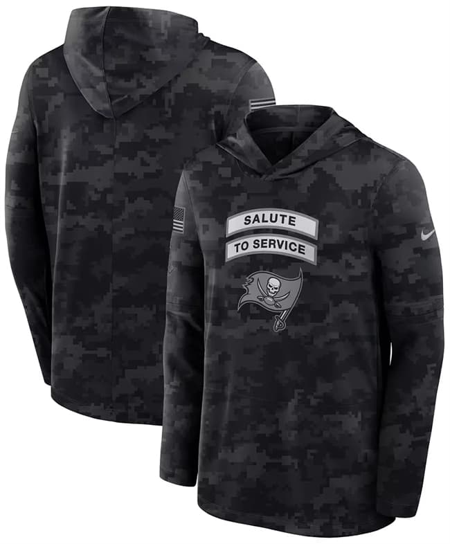 Men's Tampa Bay Buccaneers Black 2026 Salute to Service Sideline Lightweight Dri-FIT Long Sleeve Hoodie