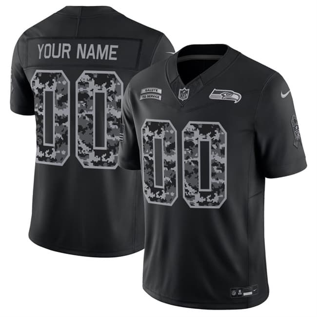 Seattle Seahawks Active Player Custom Black F.U.S.E. 2026 Salute to Service Limited Football Stitched Jersey