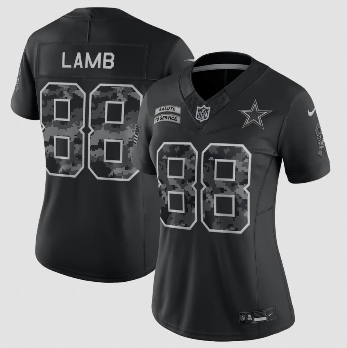 Women's Dallas Cowboys #88 CeeDee Lamb Black 2026 F.U.S.E. Salute to Service Limited Stitched Jersey(Run Small)