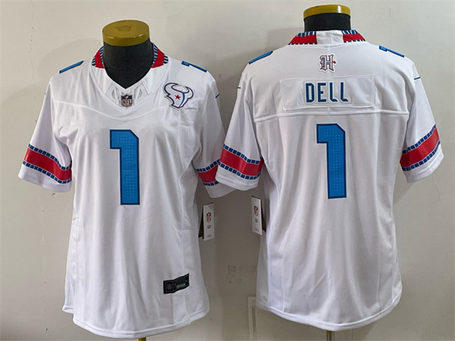 Women's Houston Texans #1 Tank Dell White 2026 F.U.S.E. Rivalries Collection Limited Stitched Football Jersey(Run Small)