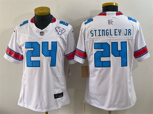 Women's Houston Texans #24 Derek Stingley Jr. White 2026 F.U.S.E. Rivalries Collection Limited Stitched Football Jersey(Run Small)