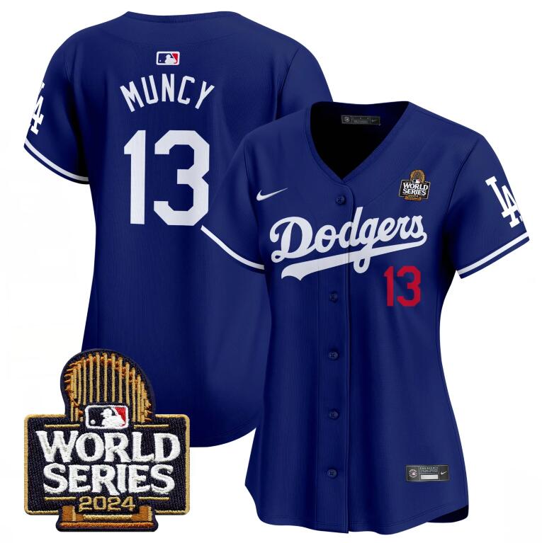 Women's Los Angeles Dodgers Max Muncy #13 Royal Blue 2024 World Series Stitched Jersey