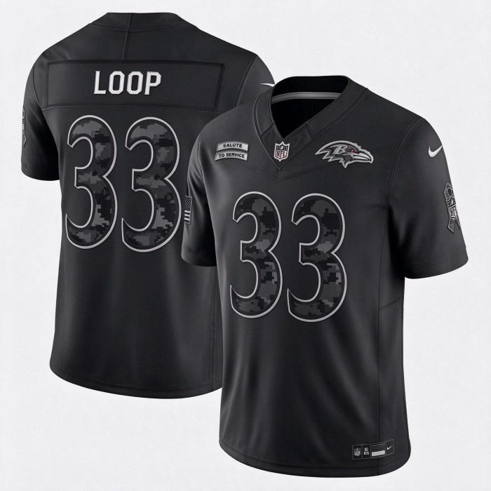 Men's Baltimore Ravens #33 Tyler Loop Black F.U.S.E. 2026 Salute to Service Limited Football Stitched Jersey