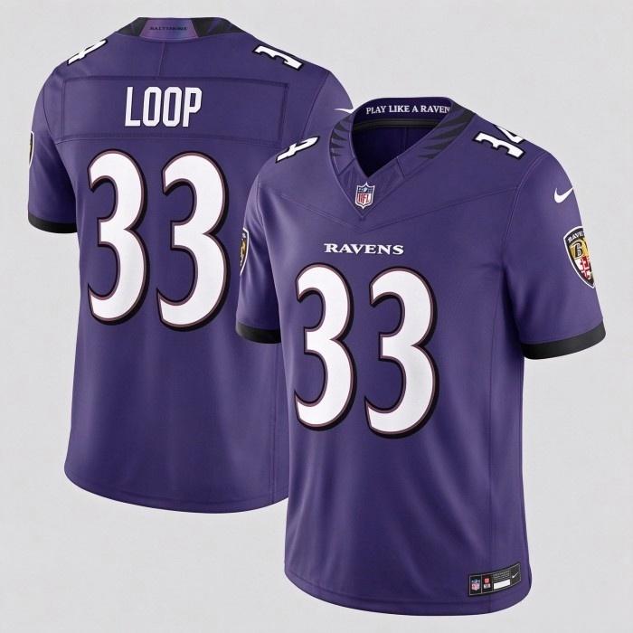 Men's Baltimore Ravens #33 Tyler Loop Purple 2026 F.U.S.E Vapor Stitched Limited Football Jersey