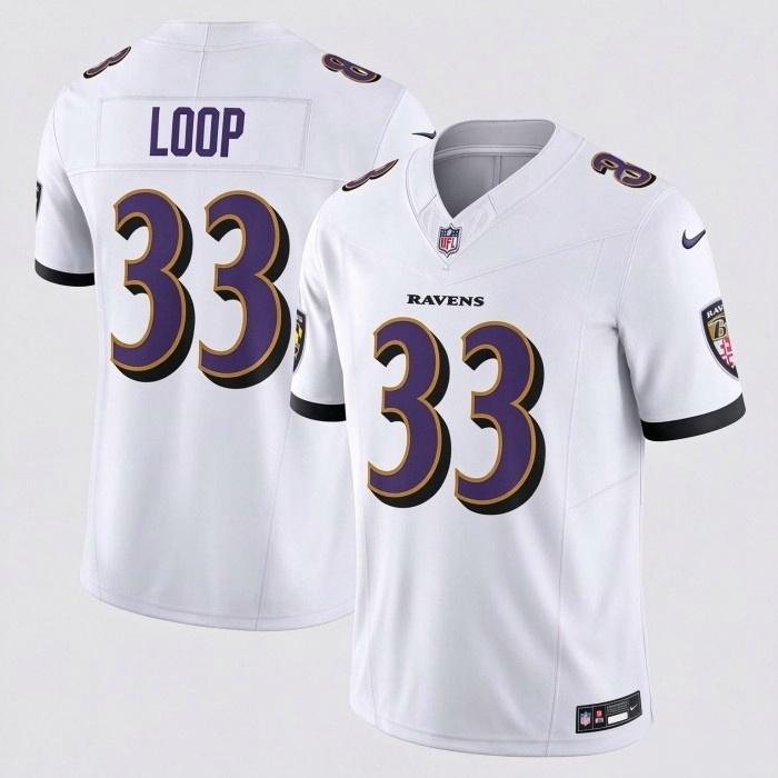 Men's Nike Tyler Loop White Baltimore Ravens 33 Vapor F.U.S.E. Limited Jersey