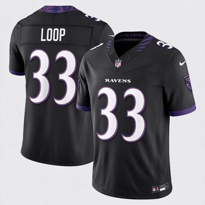 Men's Tyler Loop Baltimore Ravens 33 Nike Alternate Alternate Vapor 2026 F.U.S.E. Stitched Limited Jersey - Black