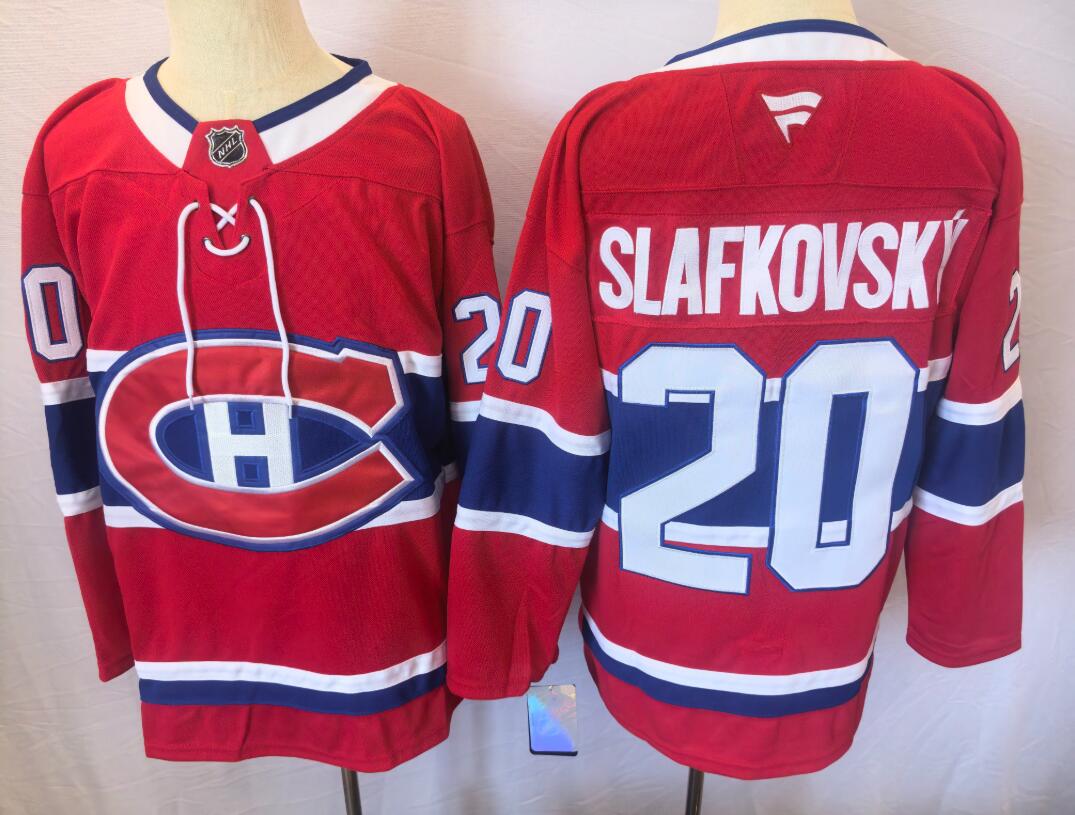 Men's Montreal Canadiens #20 Juraj Slafkovsky Red Fanatics Stitched Jersey