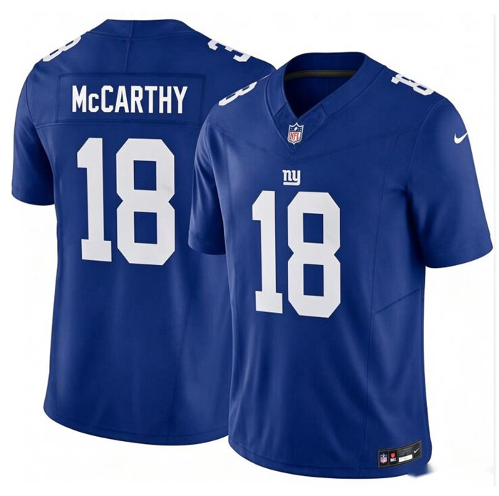 Men's New York Giants #18 J.J. McCarthy Blue 2026 F.U.S.E. Vapor Untouchable Limited Football Stitched Jersey