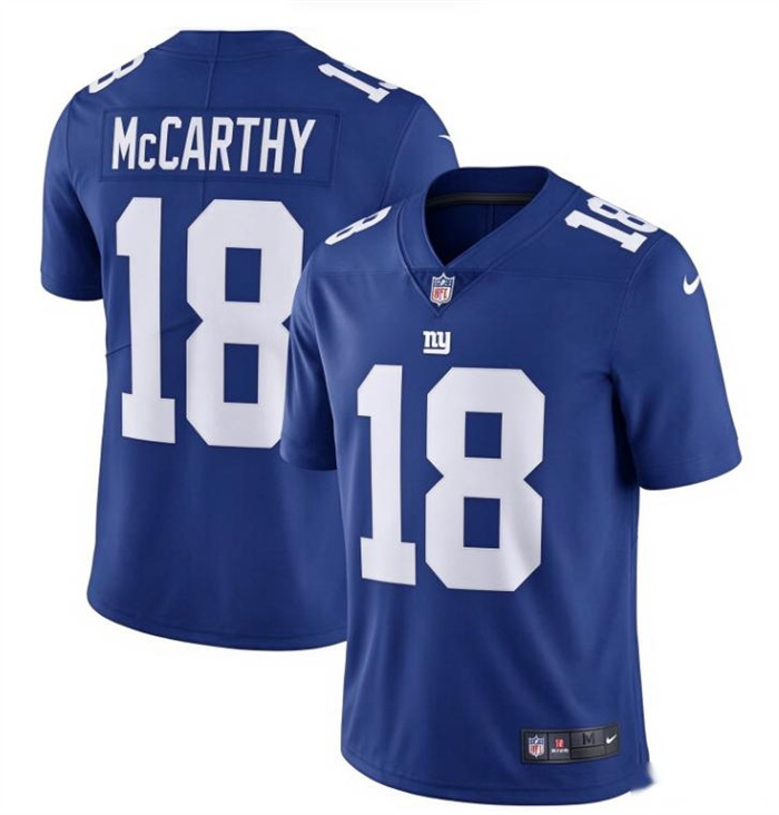 Men's Nike J.J. McCarthy Royal Blue New York Giants #18 Vapor Untouchable Limited Player Jersey
