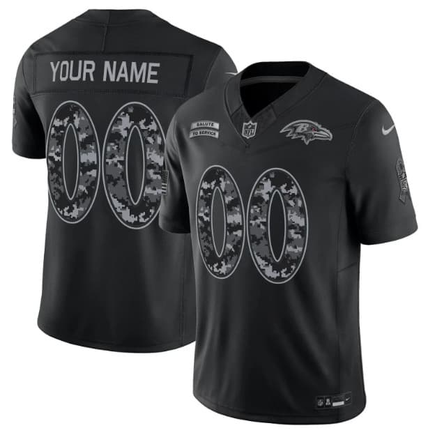 Baltimore Ravens Active Player Custom Black F.U.S.E. 2026 Salute to Service Limited Football Stitched Jersey
