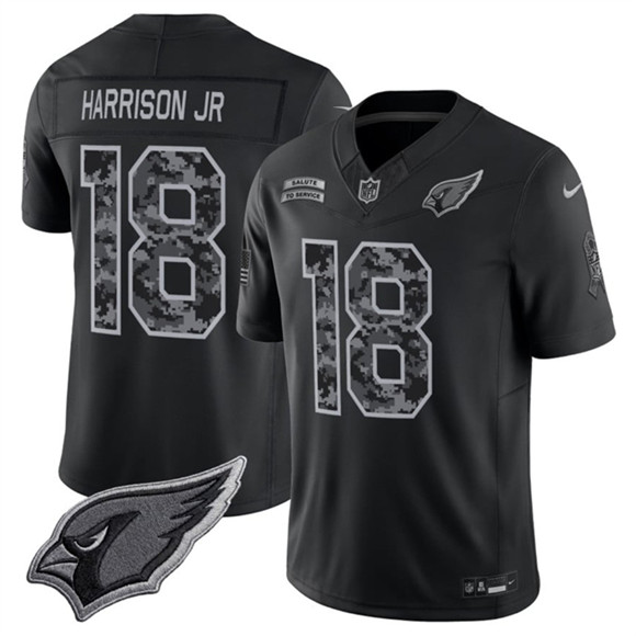 Men's Arizona Cardinals #18 Marvin Harrison Jr. Black 2026 F.U.S.E. Salute to Service Limited Football Stitched Jersey