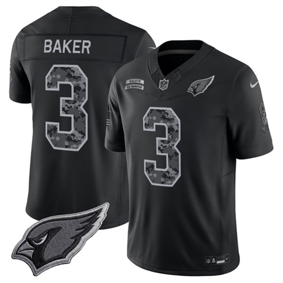 Men's Arizona Cardinals #3 Budda Baker Black 2026 F.U.S.E. Salute to Service Limited Football Stitched Jersey