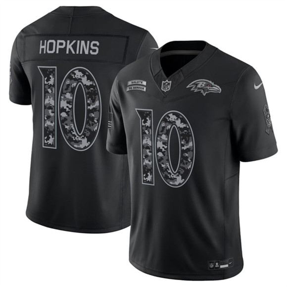 Men's Baltimore Ravens #10 DeAndre Hopkins Black F.U.S.E. 2026 Salute to Service Limited Football Stitched Jersey