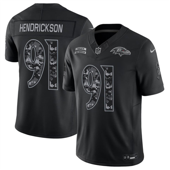 Men's Baltimore Ravens #91 Trey Hendrickson Black F.U.S.E. 2026 Salute to Service Limited Football Stitched Jersey