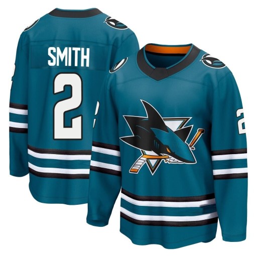 Men's San Jose Sharks #2 Will Smith Breakaway Teal Home 2nd Jersey