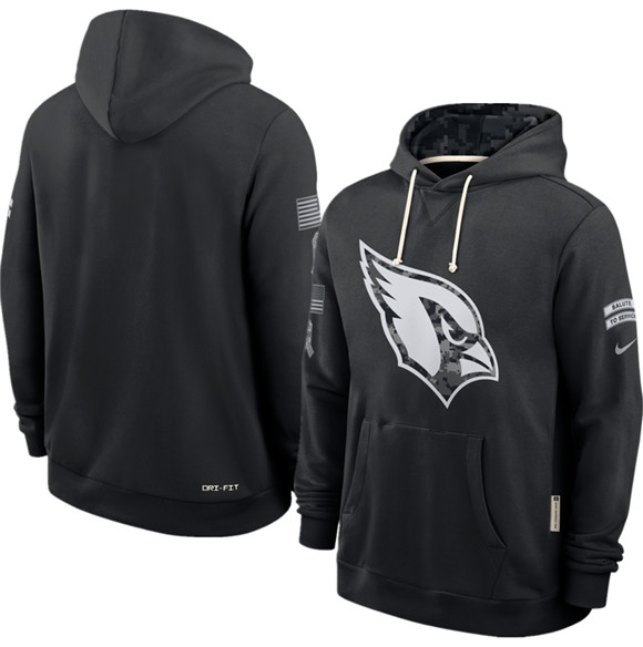 Men's Arizona Cardinals Black 2026 Salute to Service Sideline Dri-FIT Pullover Hoodie