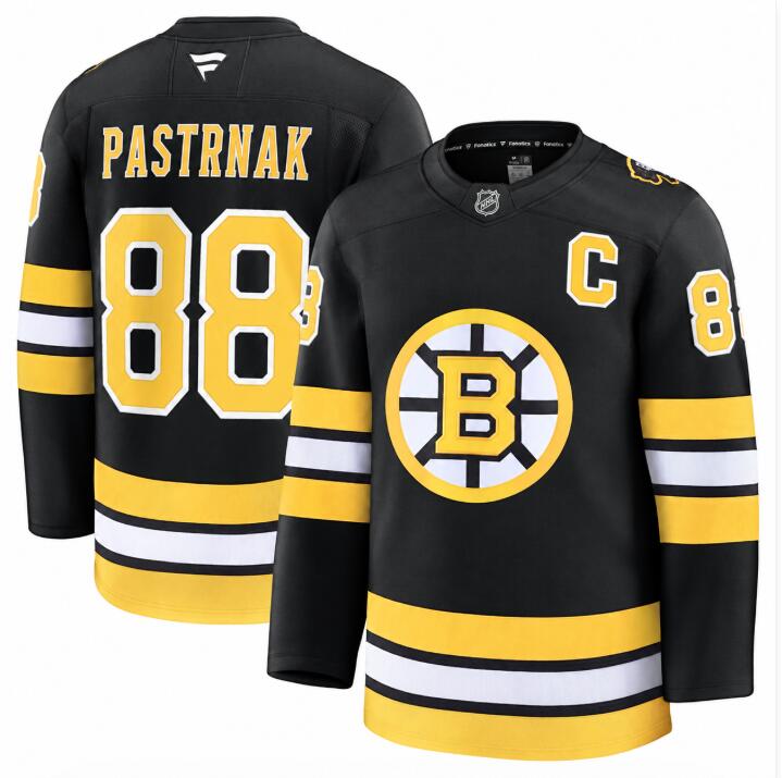 Men's Boston Bruins #88 David Pastrnak With C Patch Black Home Stitched Hockey Jersey