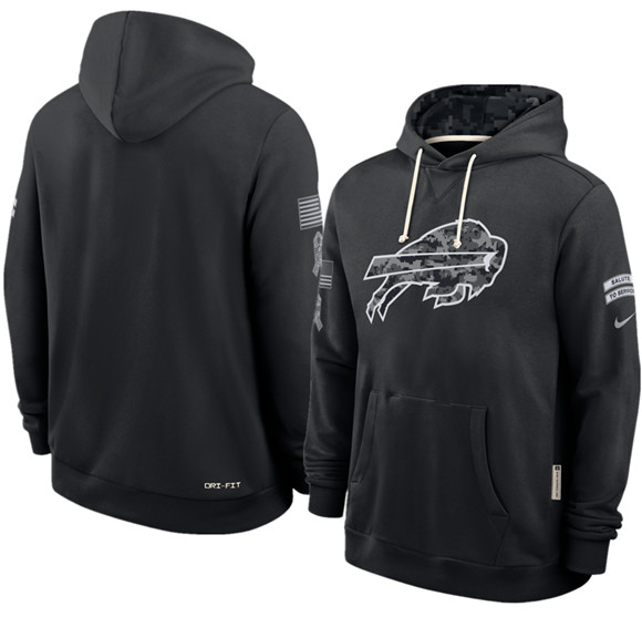 Men's Buffalo Bills Black 2026 Salute to Service Sideline Dri-FIT Pullover Hoodie