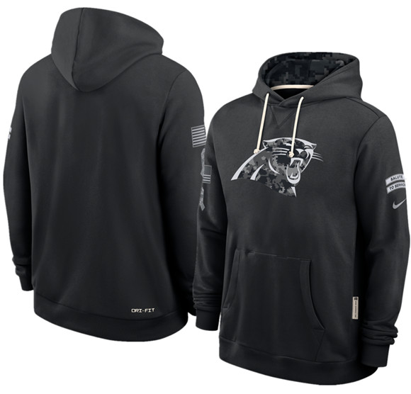 Men's Carolina Panthers Black 2026 Salute to Service Sideline Dri-FIT Pullover Hoodie