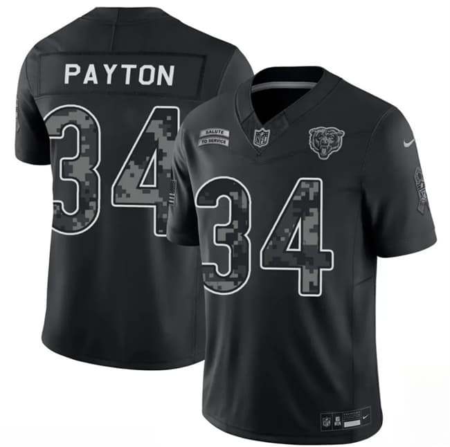 Men's Chicago Bears #34 Walter Payton Black 2026 F.U.S.E. Salute to Service Limited Football Stitched Jersey