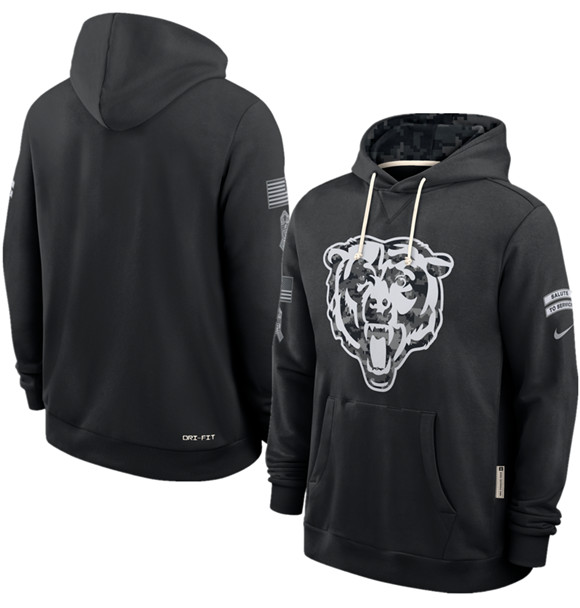 Men's Chicago Bears Black 2026 Salute to Service Sideline Dri-FIT Pullover Hoodie