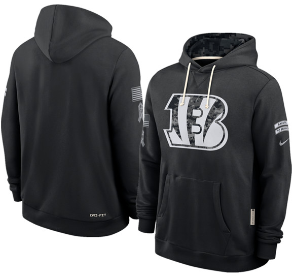 Men's Cincinnati Bengals Black 2026 Salute to Service Sideline Dri-FIT Pullover Hoodie