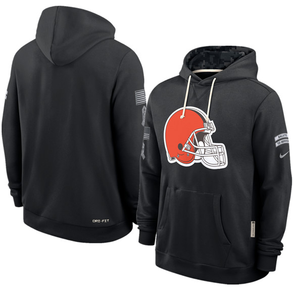 Men's Cleveland Browns Black 2026 Salute to Service Sideline Dri-FIT Pullover Hoodie