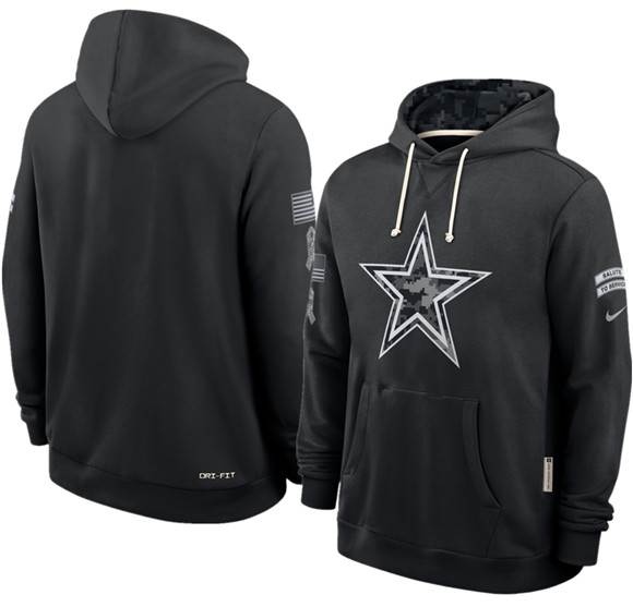 Men's Dallas Cowboys Black 2026 Salute to Service Sideline Dri-FIT Pullover Hoodie