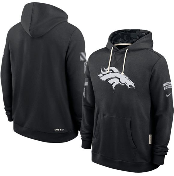 Men's Denver Broncos Black 2026 Salute to Service Sideline Dri-FIT Pullover Hoodie